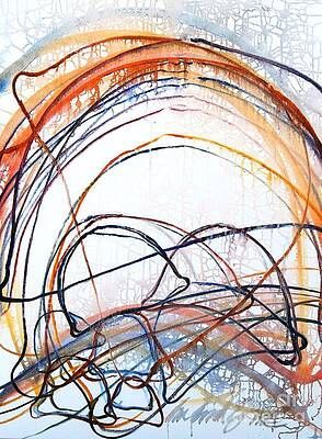 A close up of a painting of a rainbow on a white background.