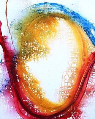 A close up of a colorful painting of a heart on a white background.