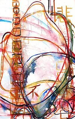 A close up of a colorful painting on a white background.