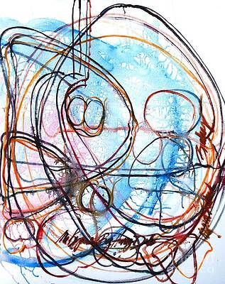 A close up of a colorful drawing on a white background.