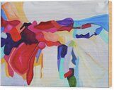 A close up of a colorful painting on a canvas.