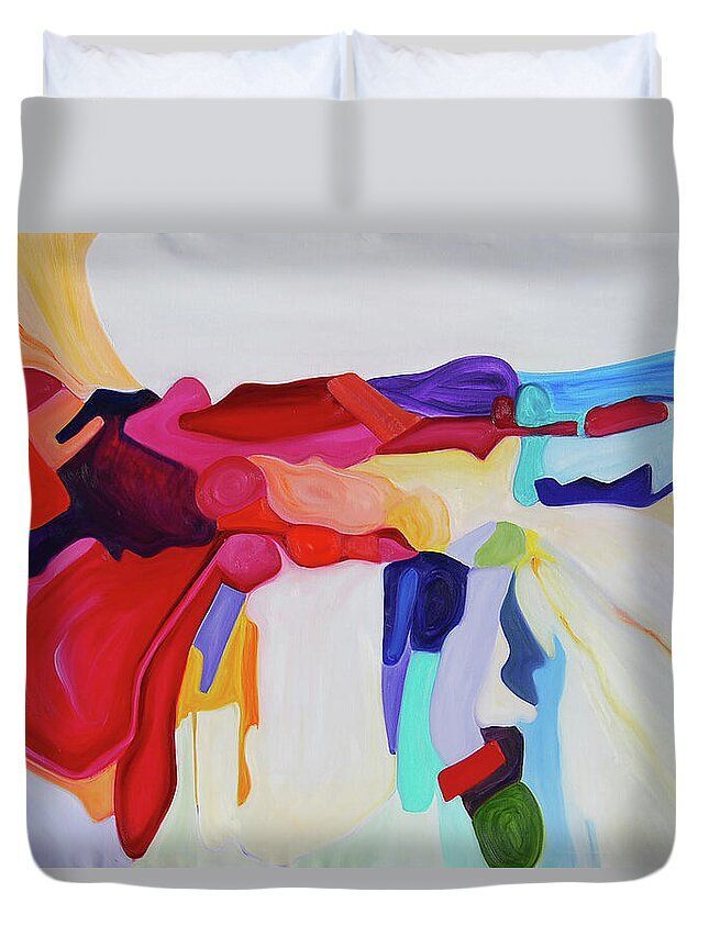 A duvet cover featuring the painting abstract by person