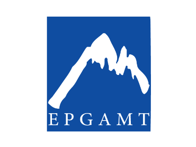Un logotipo azul y blanco para epgamt