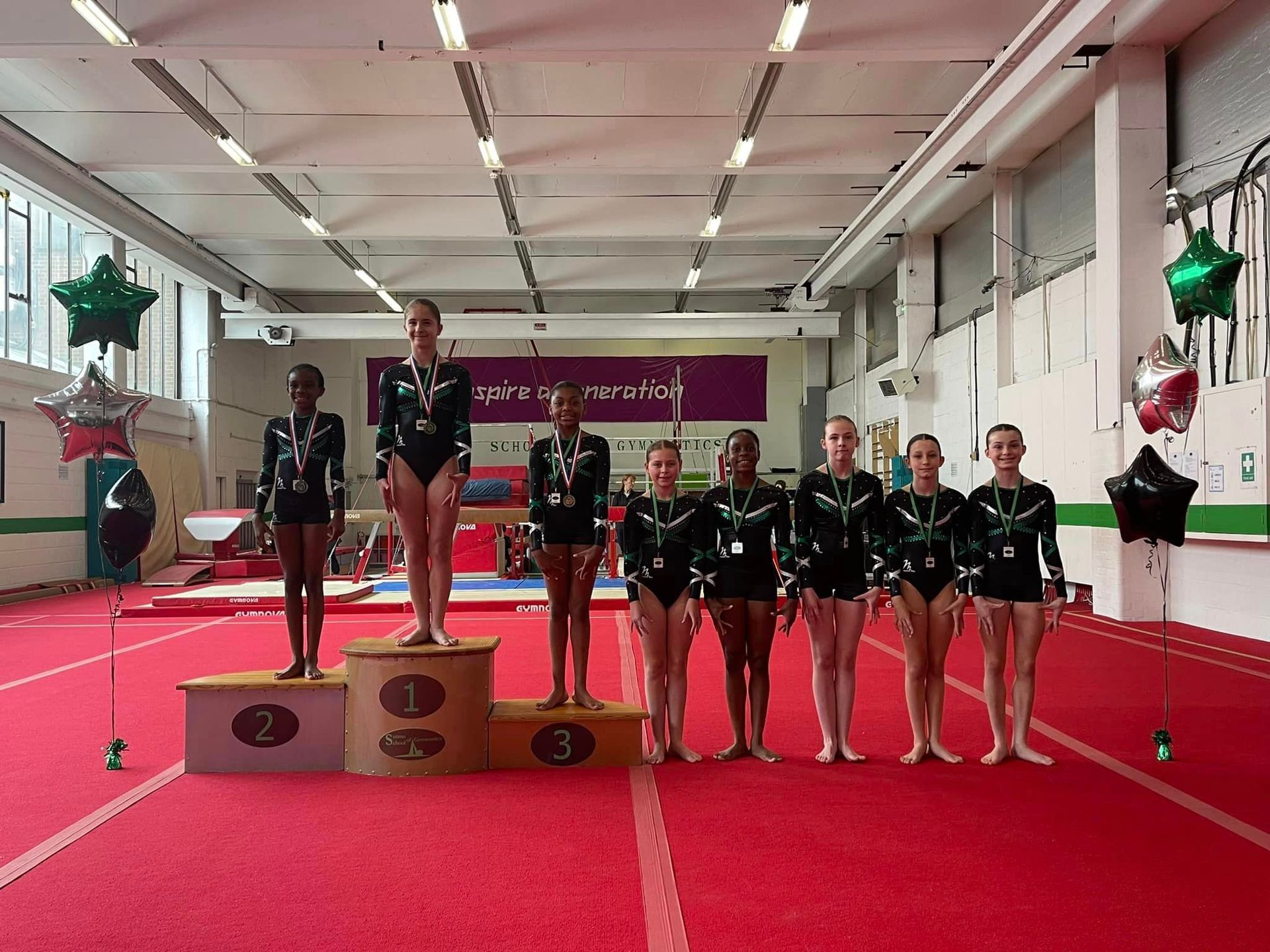 Gymnasts posing together