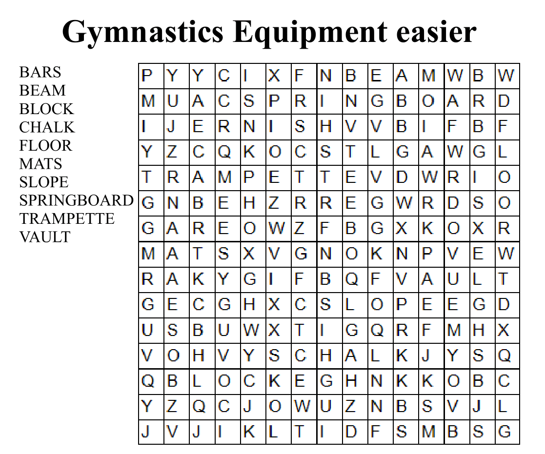 Word Searches | Sutton School of Gymnastics