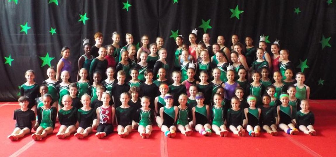 Group picture of Sutton School of Gymnastics squad members