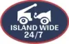 A logo for a tow truck company that is open 24 hours a day.
