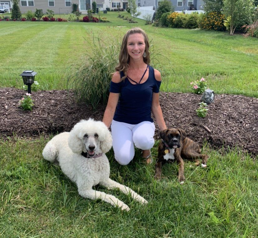 katie with cute dogs