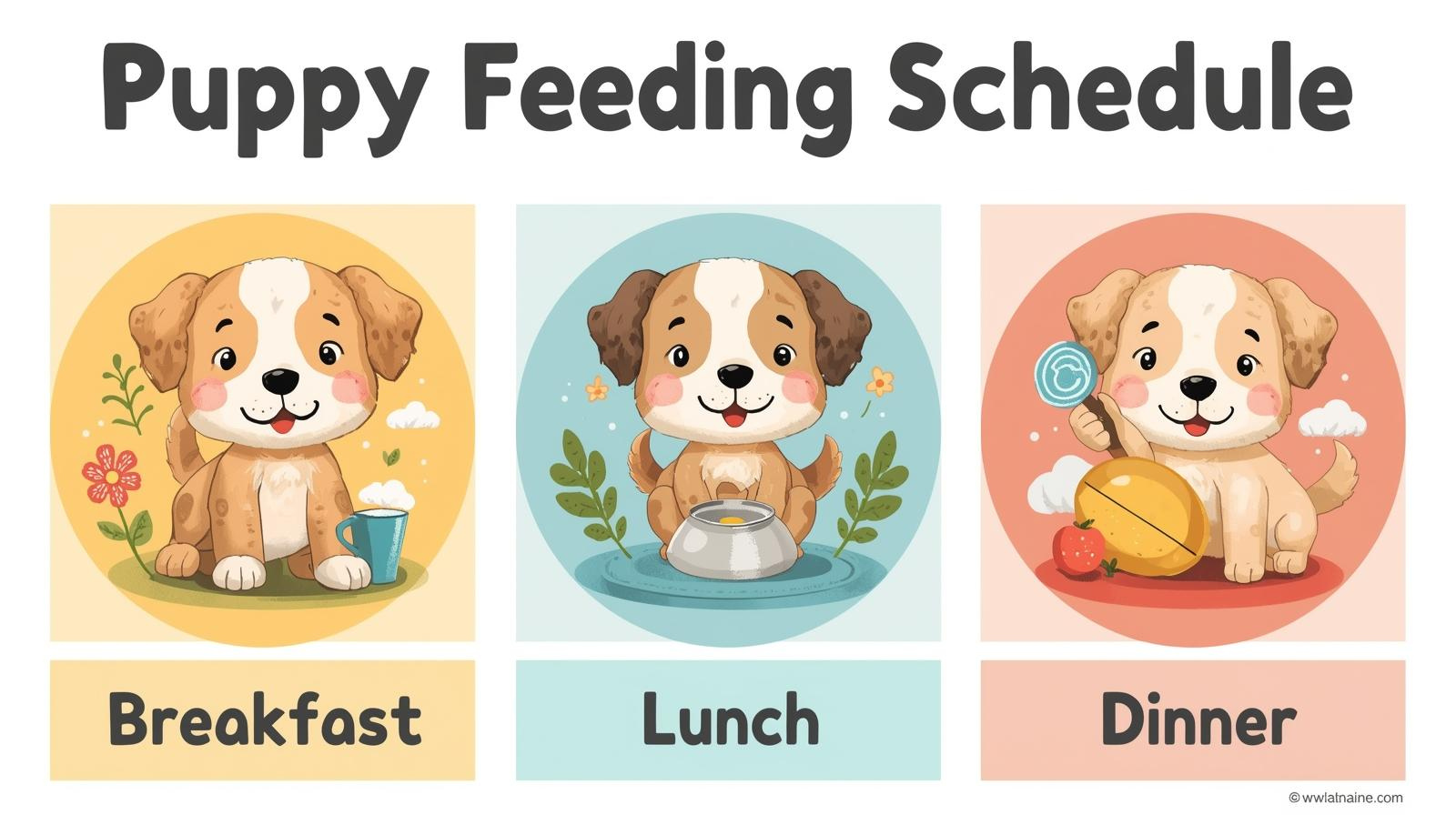 puppy feeding schedule showing structured morning midday and evening meals