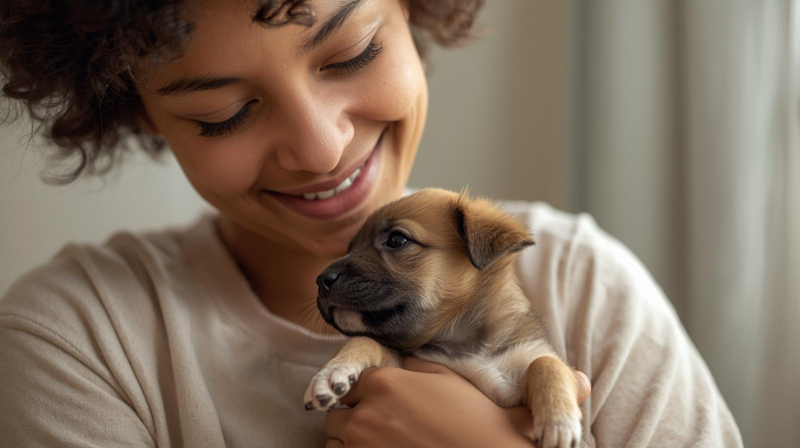 breeder holding healthy puppy with health testing and paperwork visible