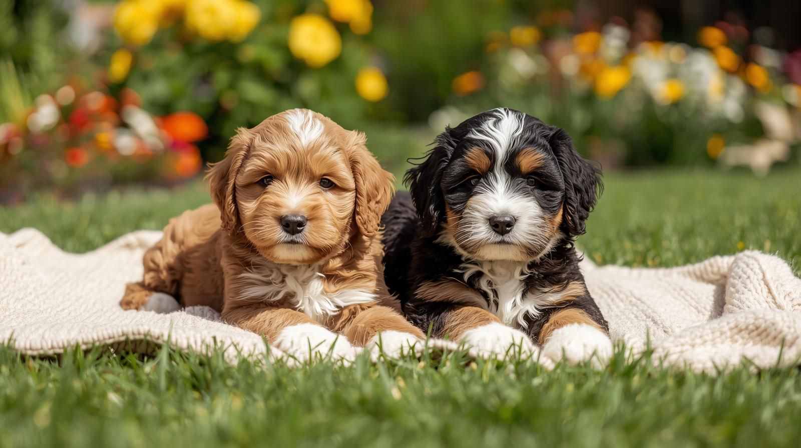 home-raised cavapoo and mini Bernedoodle puppies with clear online listing photos