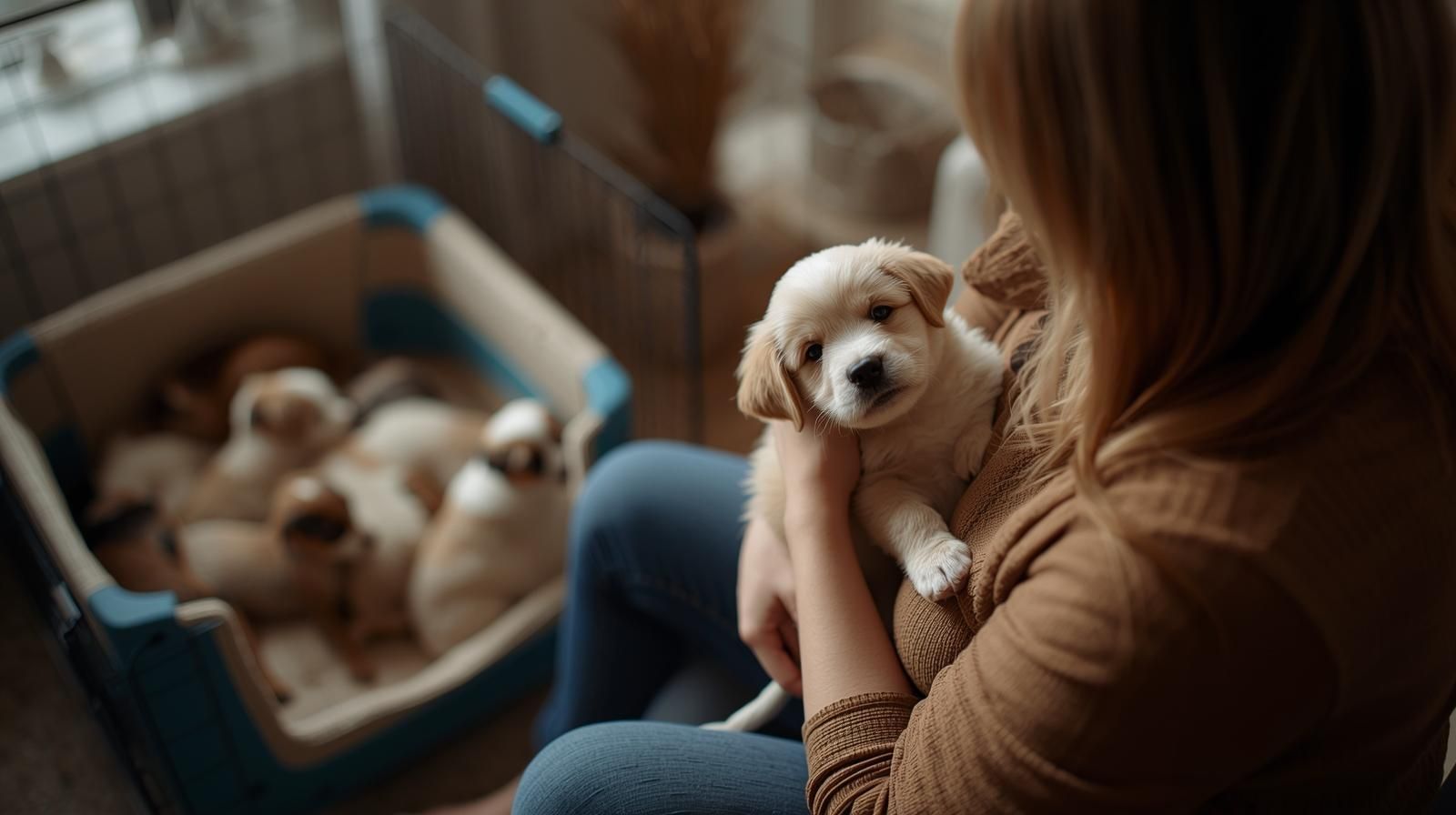 home raised puppy in breeder’s home environment