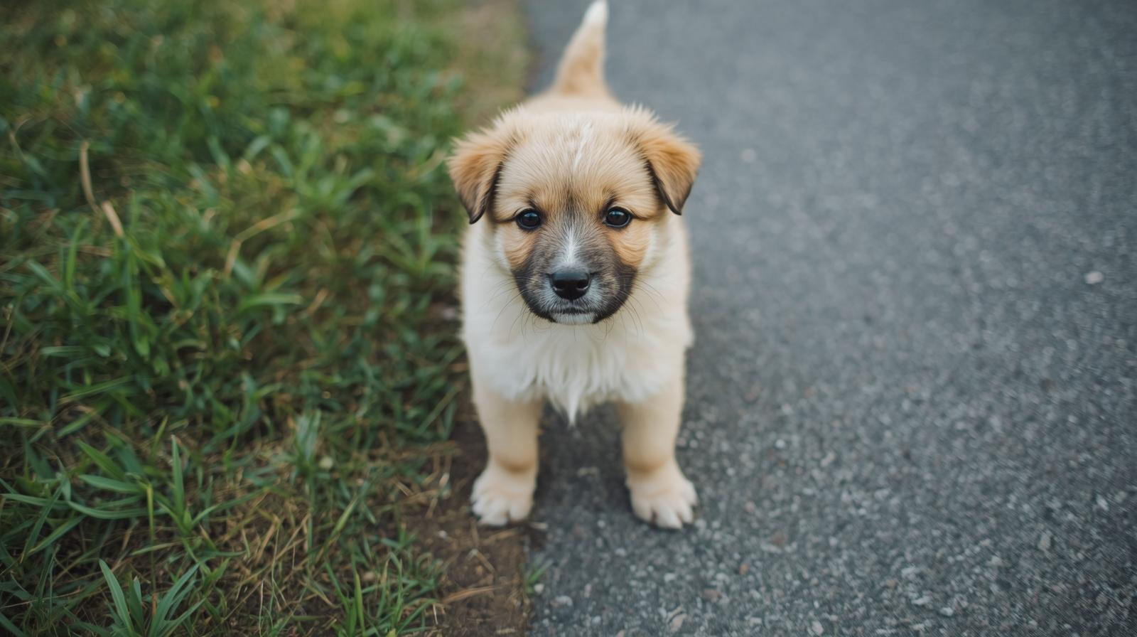 puppy exploring new textures as part of early socialization training