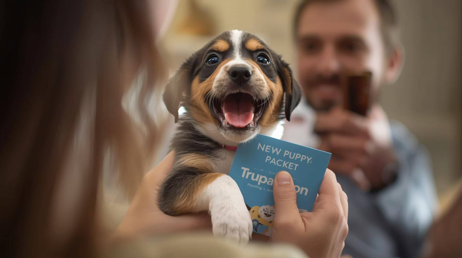 new puppy go home packet including pet insurance information for families
