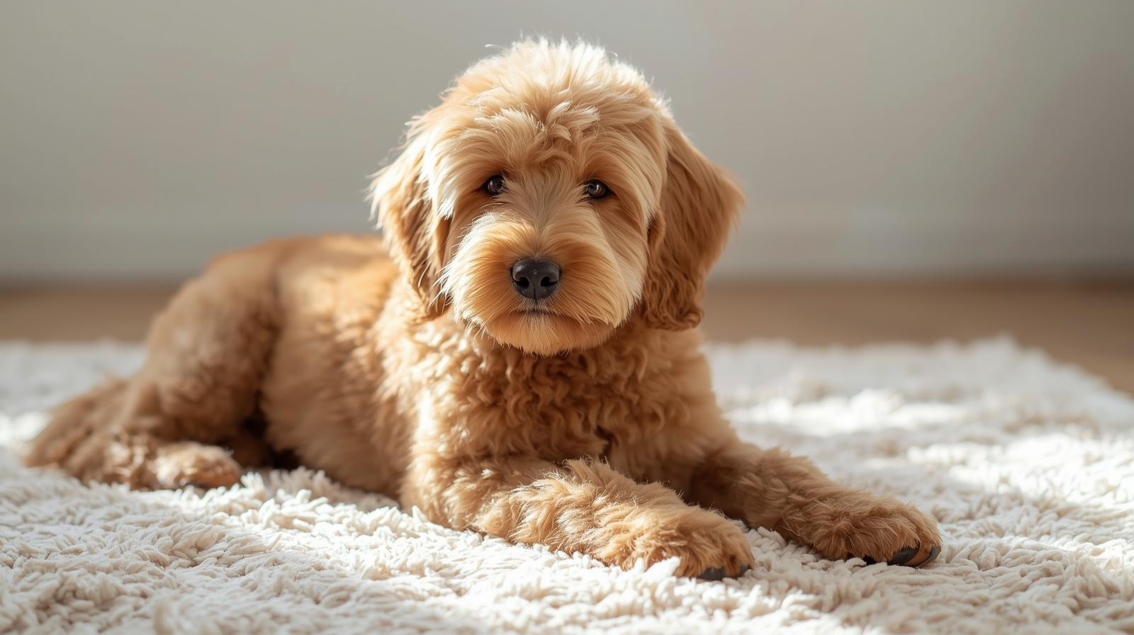calm low shedding dog relaxing in a tidy home environment suitable for allergy sensitive families
