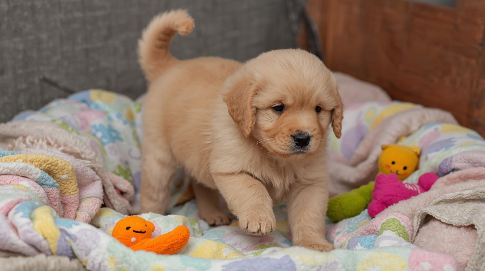 transitional period puppy taking first steps as senses awaken