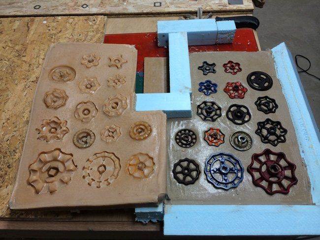 A table with a bunch of buttons on it