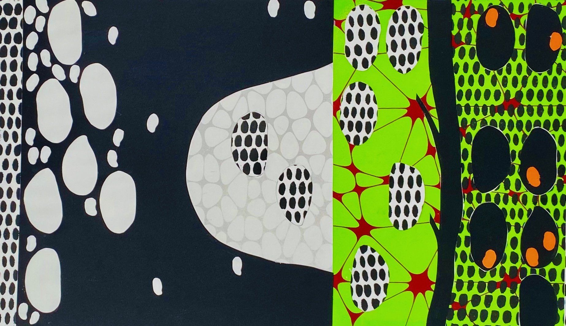 Three different patterns are shown on a black background