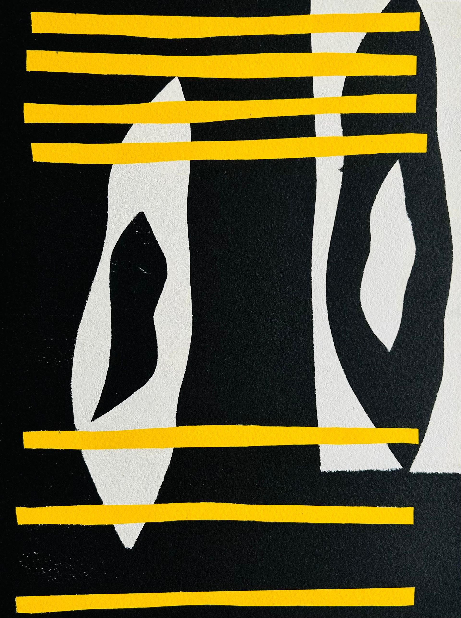 A black background with yellow stripes and the number 10