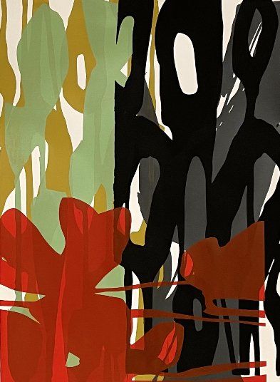 A colorful painting with the word love on it