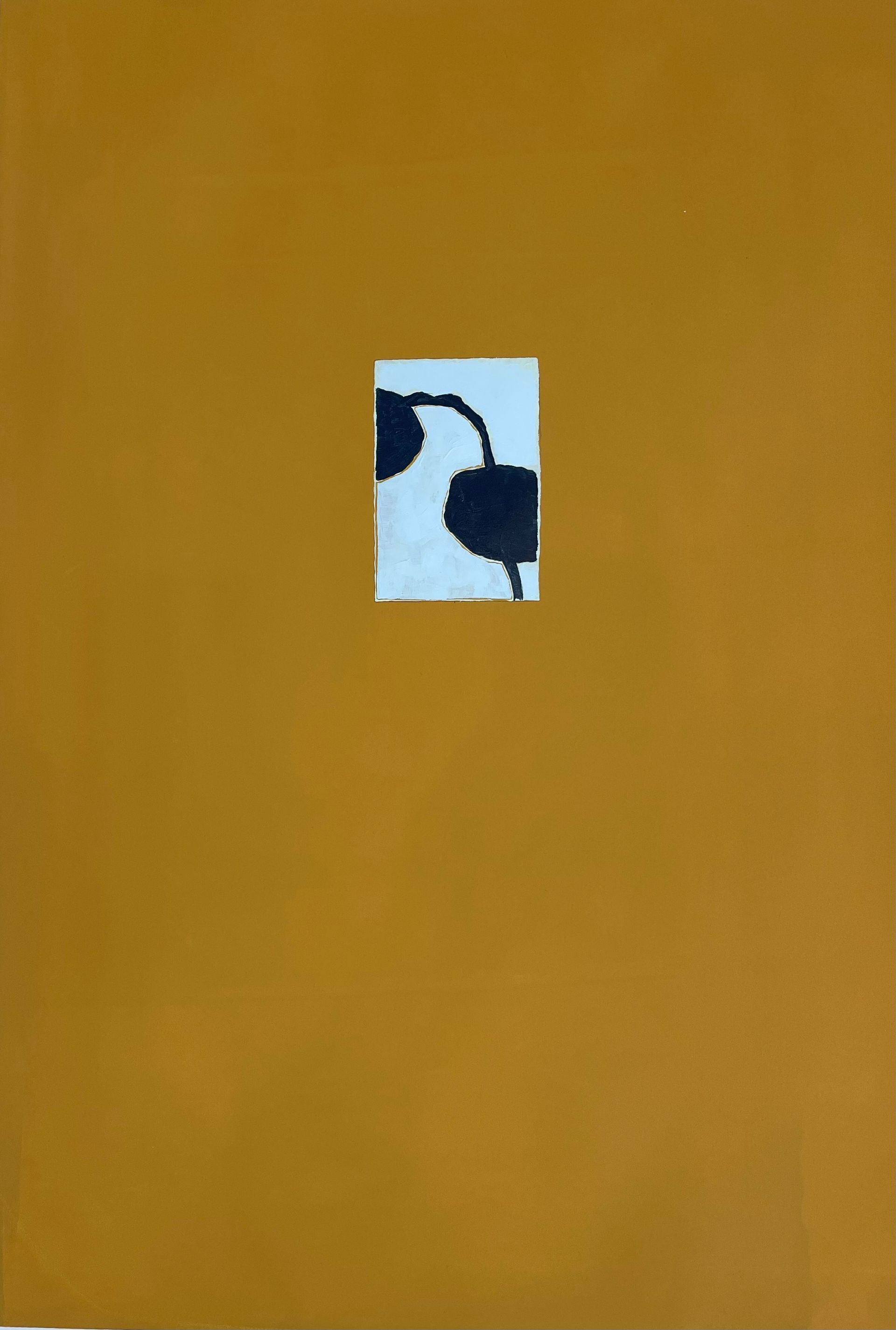 A yellow background with a black and white square on it