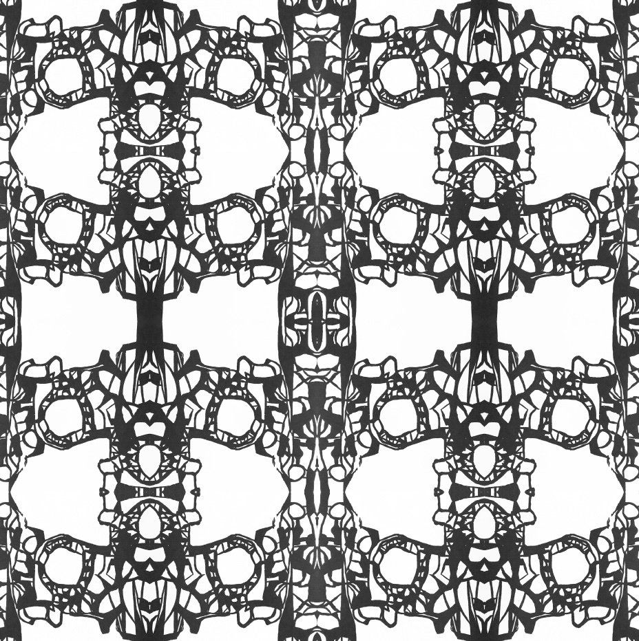 A black and white seamless pattern with circles on a white background