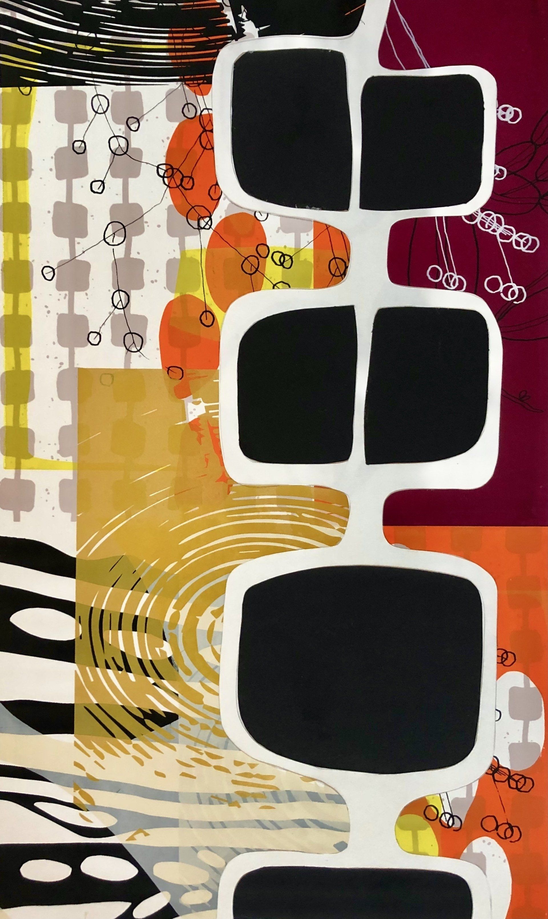 A colorful collage with the letters bb on it