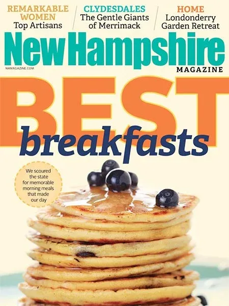 The new hampshire best breakfasts magazine has a stack of pancakes on the cover