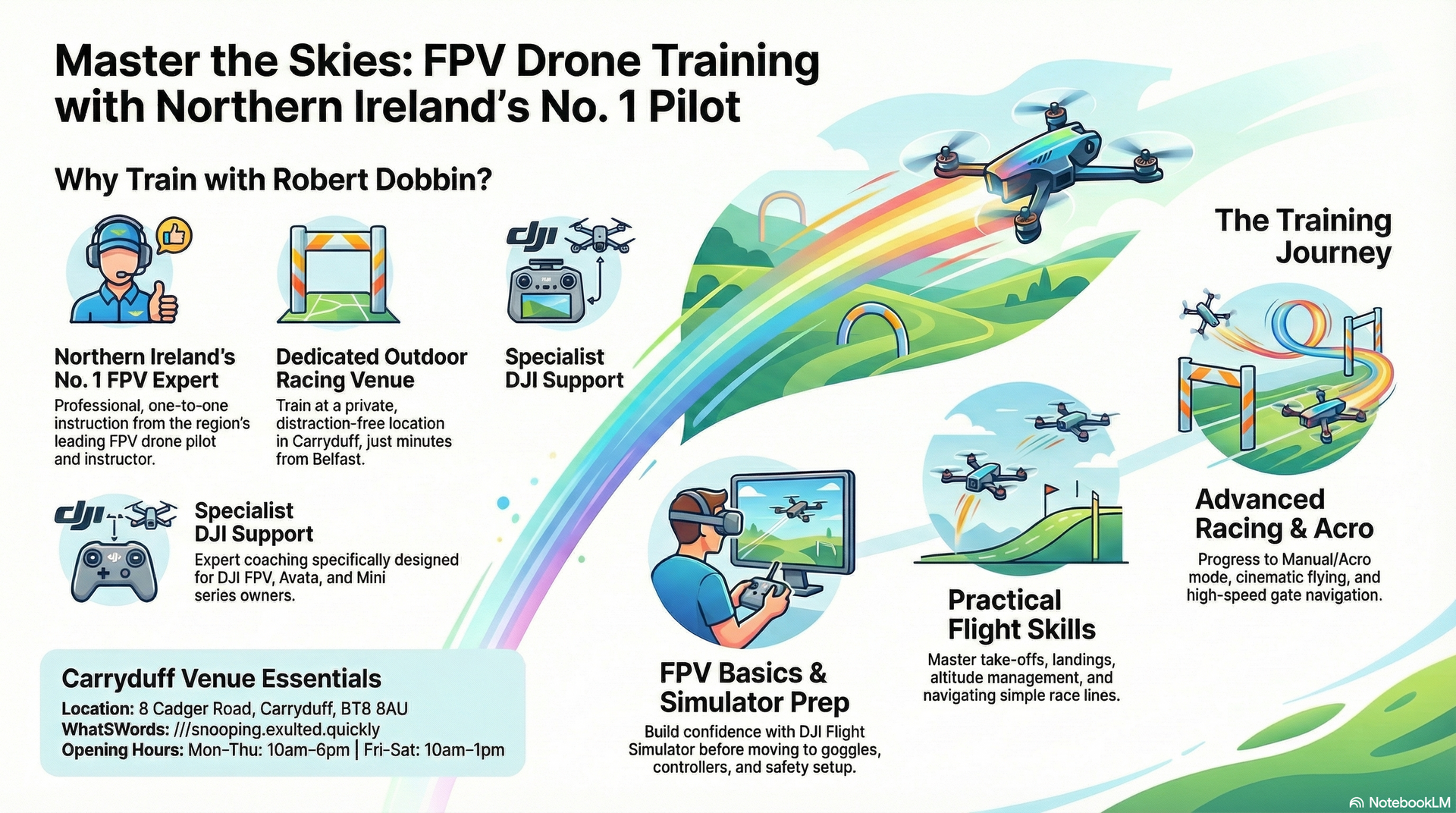 Master the skies: FPV Drone Pilot Training Infographic -FPV Drone Pilot Training Academy Belfast Northern Ireland