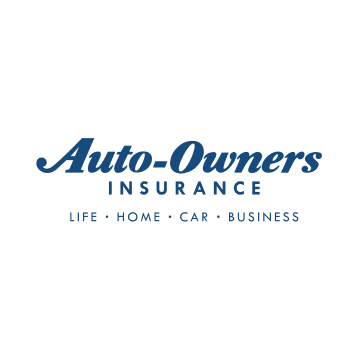 Auto-Owners Insurance logo in blue with “Life • Home • Car • Business” text