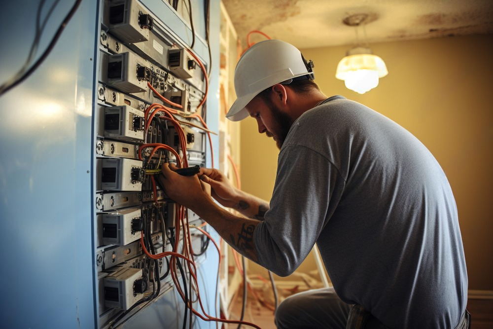 a person is installing a light in the ceiling