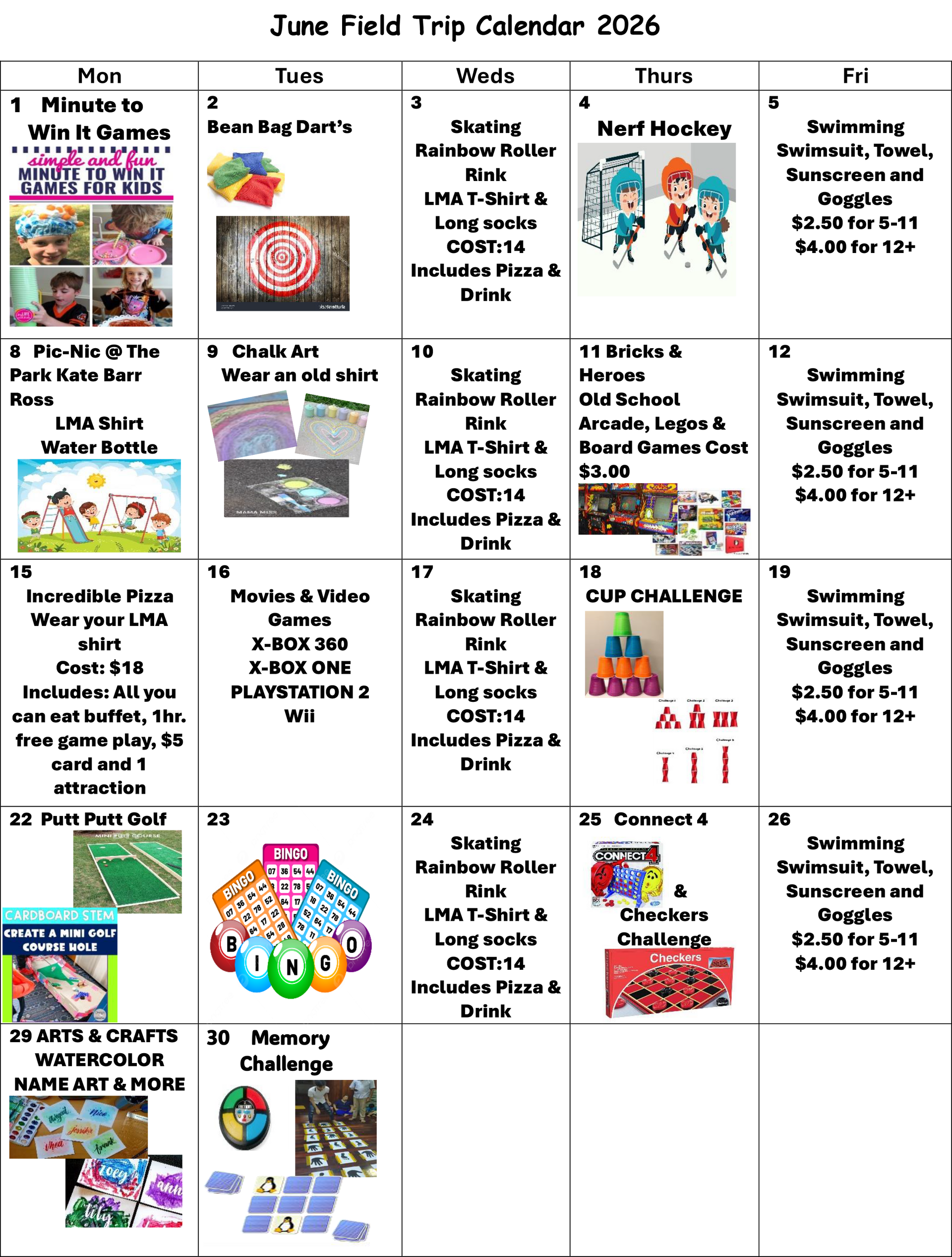 June Summer Calendar 2025