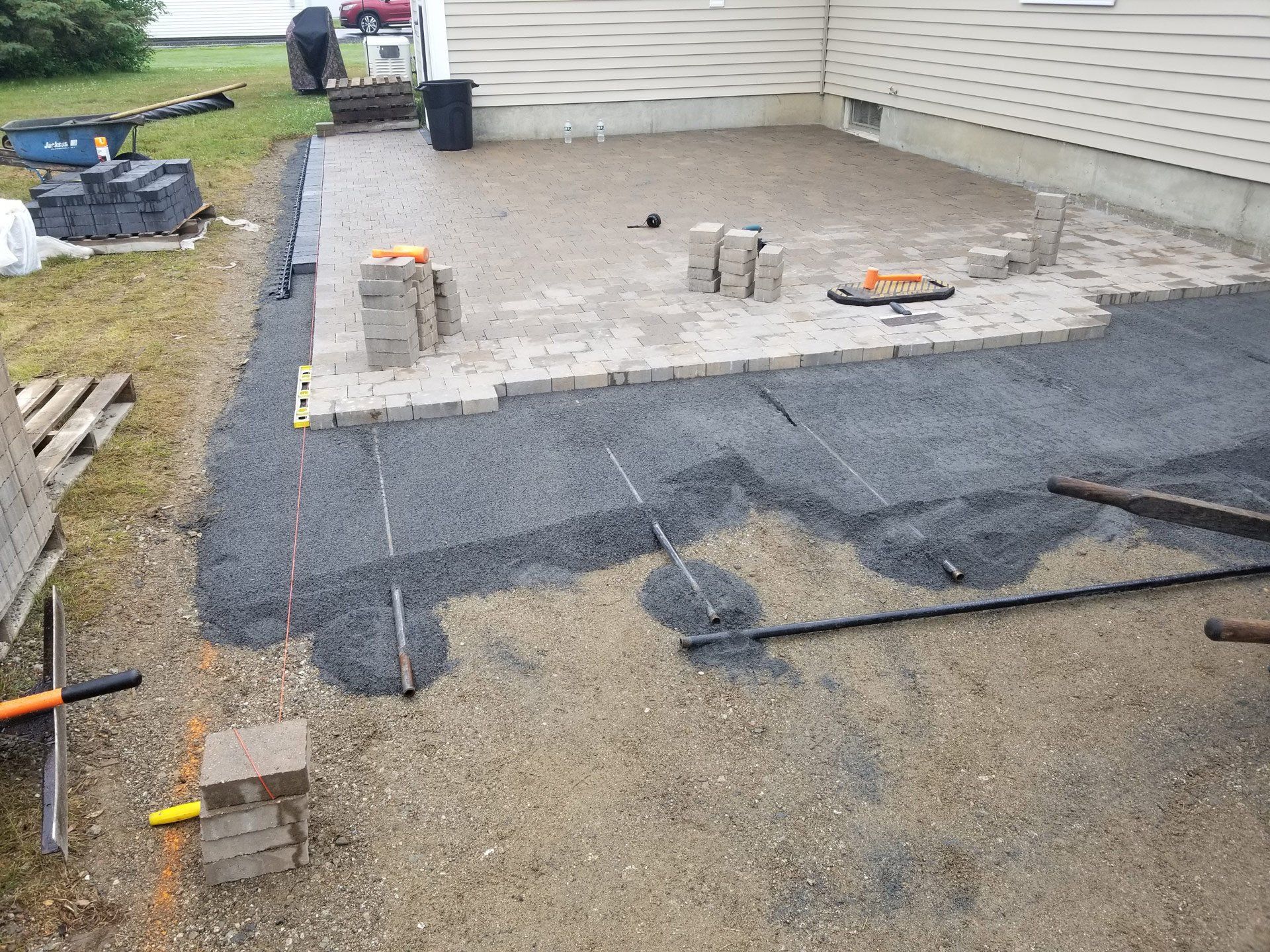 Installing Bricks at The Backyard — Kennebunk, ME — New England ABC