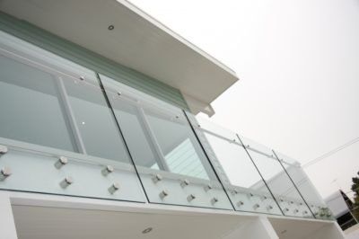glass railing on the balcony