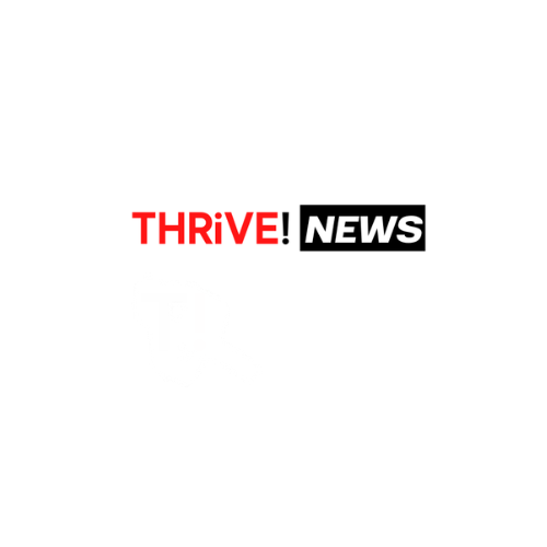 A logo for thrive news is shown on a white background.