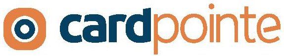 A blue and orange logo for cardpointe on a white background