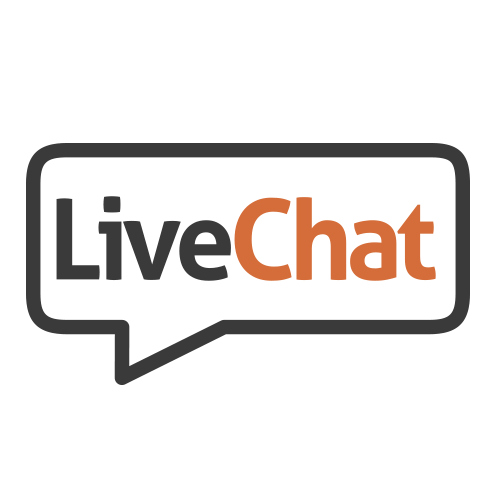 The logo for livechat is a speech bubble with the words livechat inside of it.