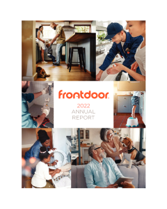 The frontdoor 2022 annual report is a collage of pictures of people and pets.