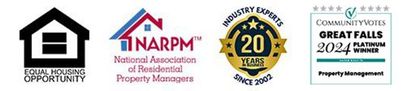 Three logos for narpm national association of residential property managers