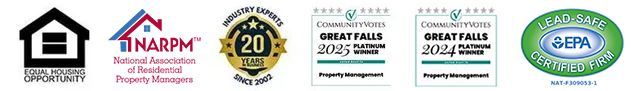 Three logos for narpm national association of residential property managers