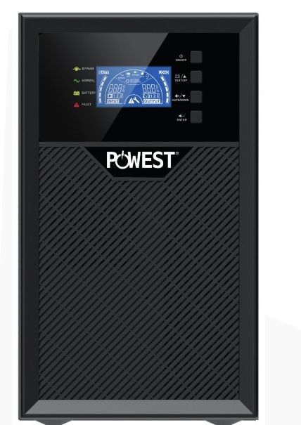 Tres unidades UPS de color gris oscuro de diferentes tamaños.