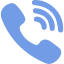 Blue phone handset with sound waves, indicating an incoming call.