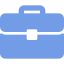 Blue briefcase icon.