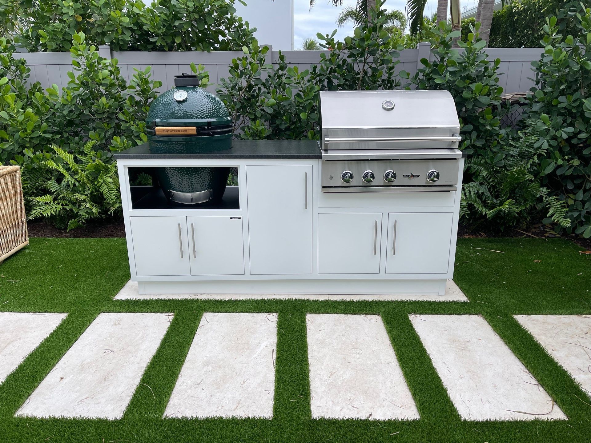 Challenger Designs outdoor grilling station white with standard doors