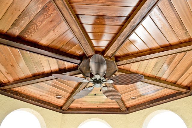 wood ceiling with pin wheel beams cape coral fl