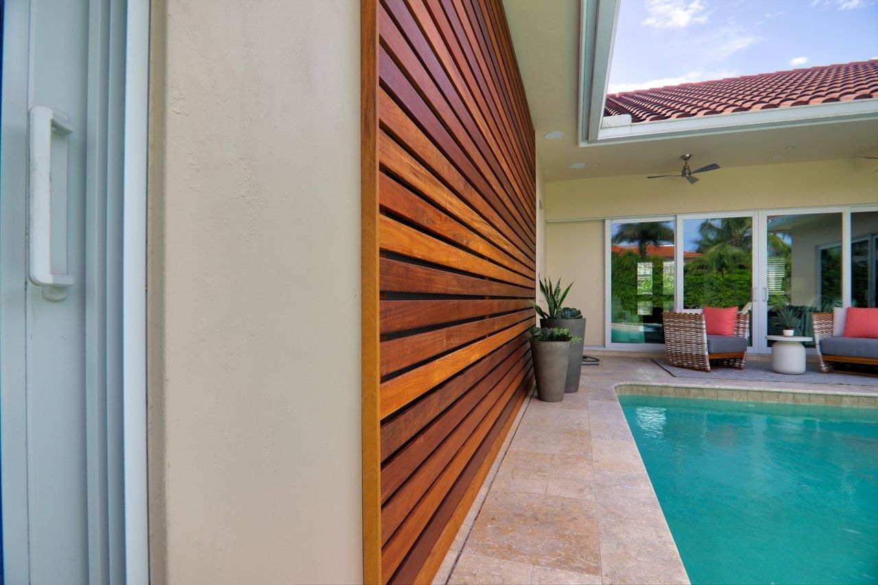 outdoor feature wall with IPE wood marco island, fl