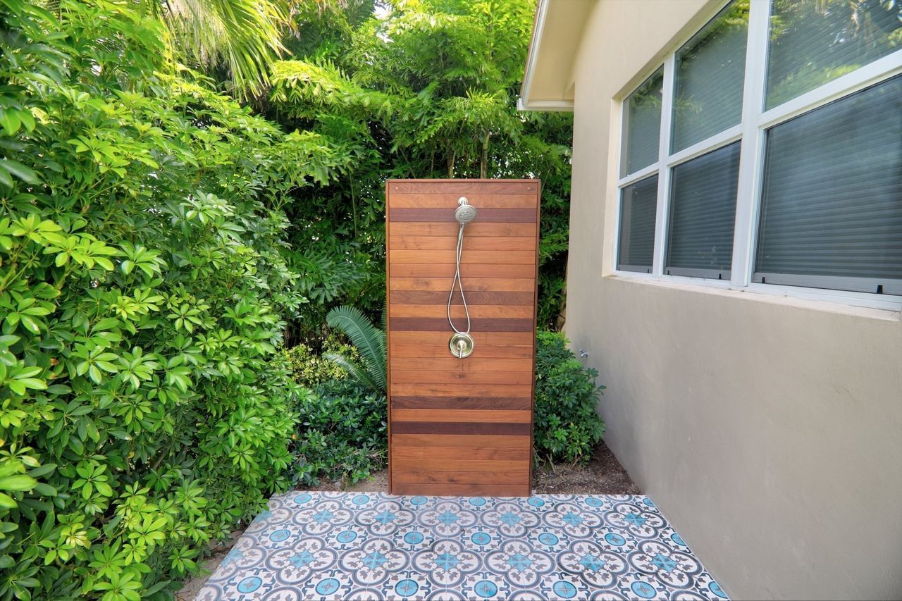 outdoor garden shower with concrete tile marco island, fl