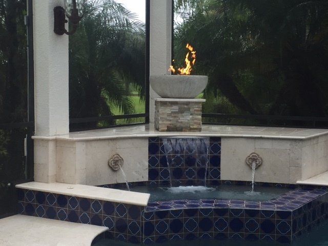 concrete fire bowl at pool fort myers, fl