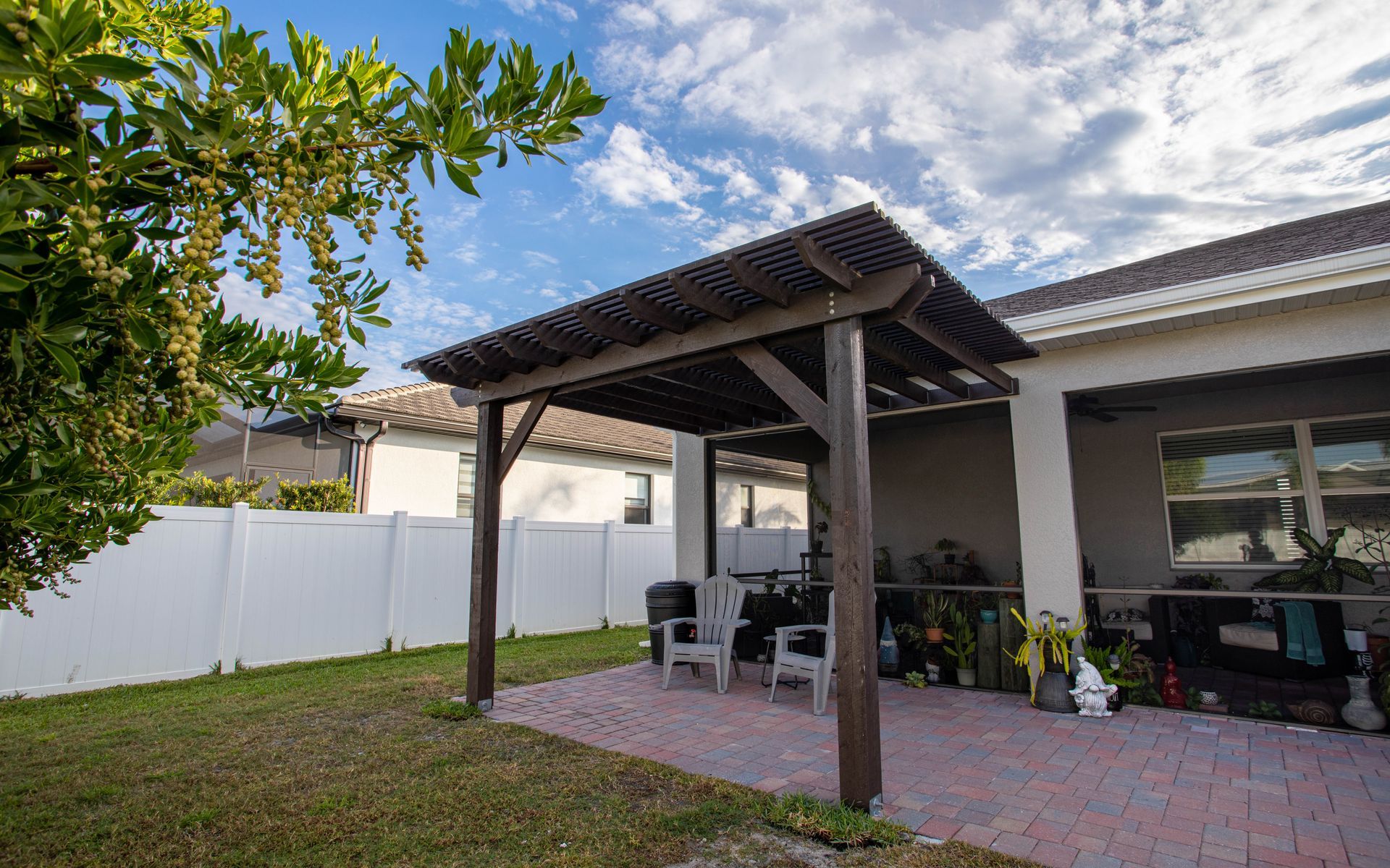 Attached wood pergola, Estero FL