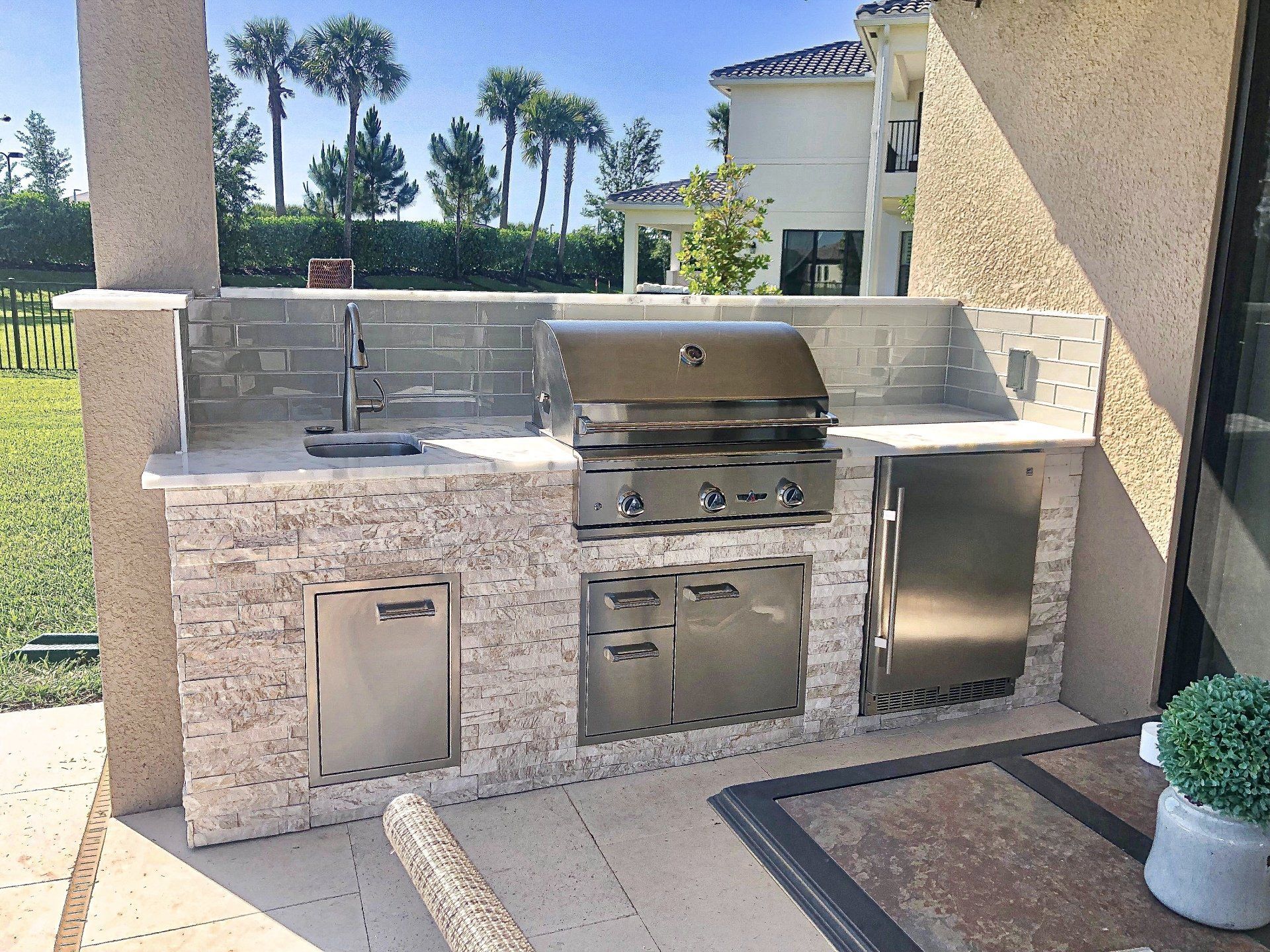 8 foot straight run outdoor kitchen